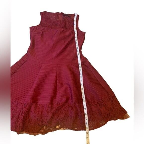 The Limited Sleeveless Mini Dress Fit to Flare Lace Burgundy Red Size 6 - Picture 10 of 10